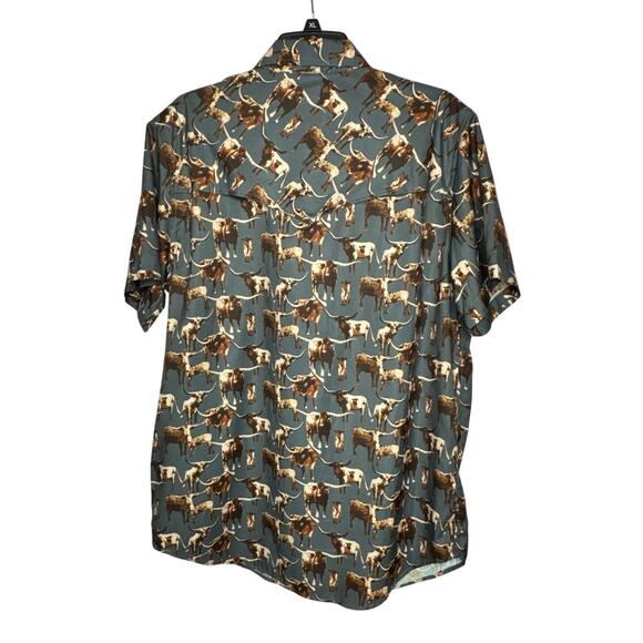 Rock & Roll Denim Men's Longhorn Lightweight Slate Button Down Shirt Size Large - Picture 3 of 11